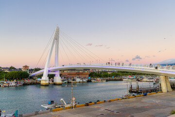 Tamsui Lover Bridge Taiwan at sunset