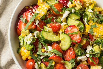 Summer Healthy Homemade Corn and Cucumber Salad