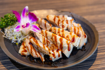 Slice cut of chicken dish