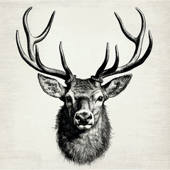 hand drawn illustration of a stag