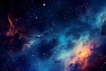 Fototapeta na wymiar Space background with stardust and shining stars. Realistic colorful cosmos with nebula and milky way. Blue galaxy background. Beautiful outer space. Infinite universe Generative AI
