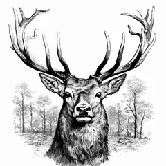 Foto auf Acrylglas hand drawn illustration of a stag © Linggakun