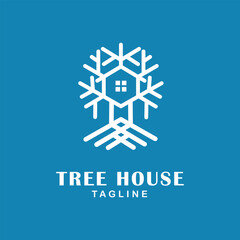 tree house logo line art design