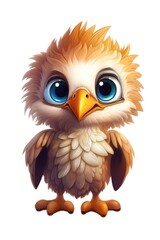 Cute baby Eagle in Cartoon Style on white background - generative AI