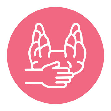recommend clip art: Examination thyroid gland  line icon. Isolated vector element.
