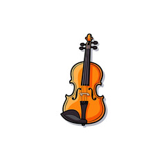 Obraz na płótnie Canvas Playful cartoon Violin sticker Illustrations in minimalist detailed style