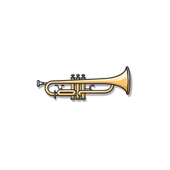 Obraz na płótnie Canvas Playful cartoon Trumpet sticker Illustrations in minimalist detailed style