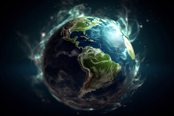 Fototapeta premium Generative AI illustration of People from all over the world united the movement to protect the planet