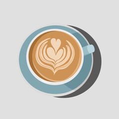 Vector illustration of a cup with cappuccino - 613607385