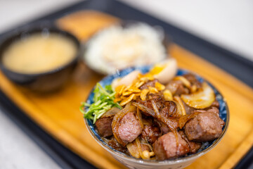 Grill beef rice bowl set