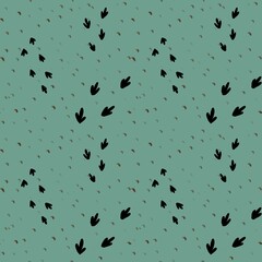 Bird tracks abstract blue seamless cute pattern