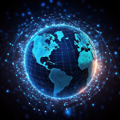 Obraz premium Digital Interconnectivity: Mapping Global Data Networks