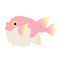 Cute pufferfish on white background