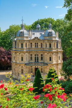 Le Port Marly, France - June 13 2023: External view of the Chateau de Monte-Cristo. This castle located 20 km from Paris was the residence of Alexandre Dumas from 1846 to 1851.
