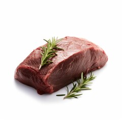 Beef flank meat isolated on white background. Generative AI