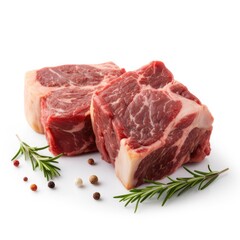 Beef short ribs meat isolated on white background. Generative AI