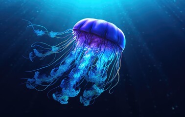 macro photography underwater sea jellyfish close-up created with Generative AI technology.