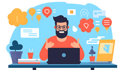 Busy office worker sitting at a table generative ai