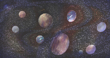 Planets.Planets, stars and galaxies in outer space, showing the beauty of space.