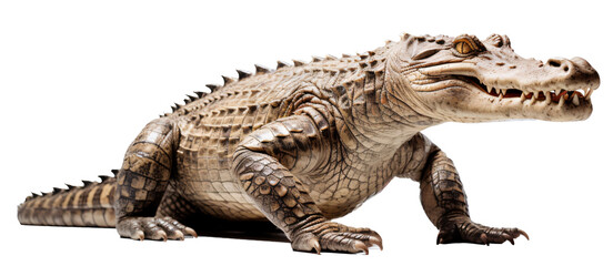 Fototapeta premium Crocodile isolated on the transparent background PNG. AI generative.