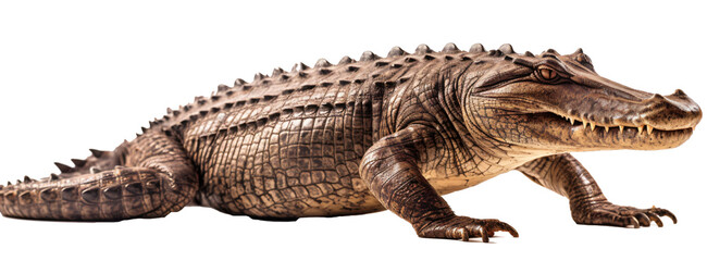 Naklejka premium Crocodile isolated on the transparent background PNG. AI generative.