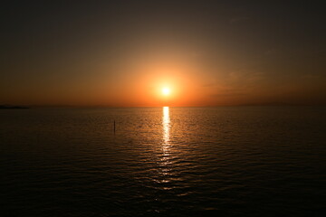 五色浜からの夕日