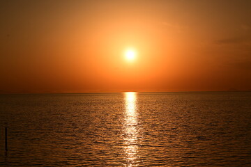 五色浜からの夕日