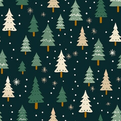 Obraz premium Christmas tree seamless pattern, holiday country style print for wallpaper, wrapping paper, scrapbook, fabric and product design, generative ai