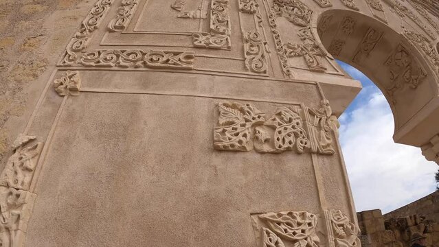 The ruins of Medina Azahara, a fortified Arab Muslim medieval palace-city near Cordoba in Cordoba, Spain on February 12, 2023