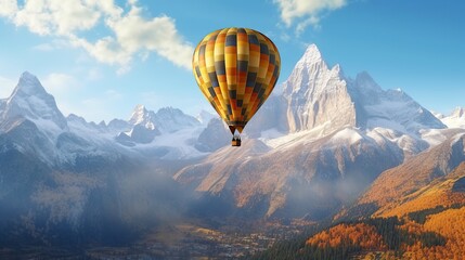 Air balloon flying over beautiful forest Generative AI