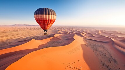 Fototapeta na wymiar Air balloon flying over beautiful sand dunes A professional photography should use a high - quality Generative AI