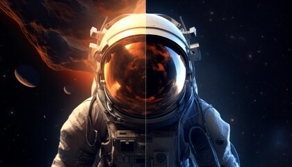 Obraz na płótnie Canvas Astronaut and space exploration theme