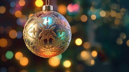 Obraz premium Weihnachtskugeln, Baum mit Freiraum. Hintergrund, Weihnachtskarte Generative AI