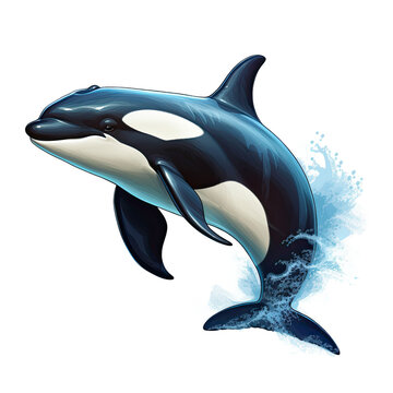 Killer whale, Orcinus orca isolated on white background Generative AI