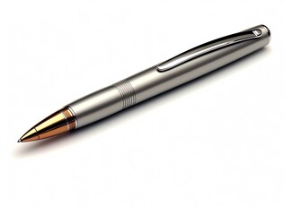 metal pen isolated on white background created with Generative AI technology.