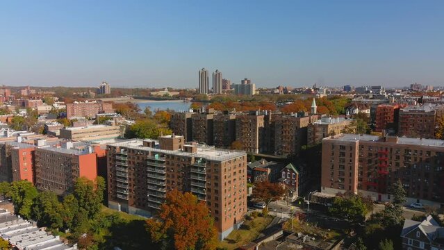 Aerial view of Low Rise Apartment s in the Bronx, NY.