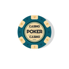 Vintage blue casino chip white background