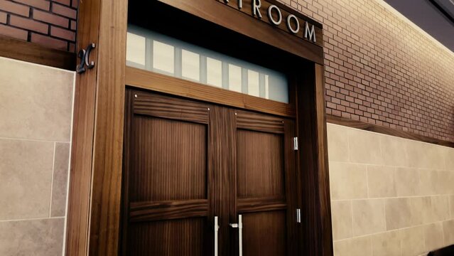 Richmond County courthouse interior tilt courtroom door and seating benches dark color grade