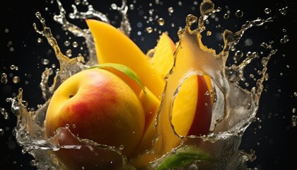 Fototapeta na wymiar mango in splash