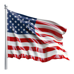 Fototapeta premium American flag isolated on white, transparent background, PNG, USA, generative ai 