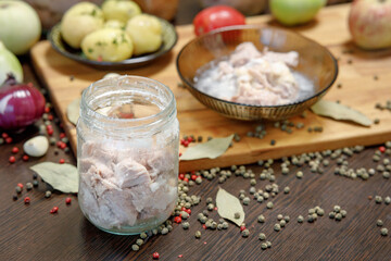 stew in a jar homemade, food on the table