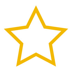 Gold star isolated on white background. Yellow outline in the shape of a star. Vector illustration.