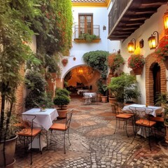 Fototapeta na wymiar courtyard of a cordovan villa in andalucia, spain