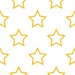 Seamless pattern with contour yellow stars. Star background. For wallpaper, fabric, wrapping paper. Vector illustration.