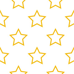 Seamless pattern with contour yellow stars. Star background. For wallpaper, fabric, wrapping paper. Vector illustration.