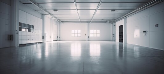 Naklejka premium white empty minimalist garage with soft white light. ai generative