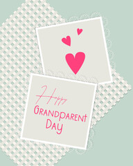 Happy Grandparents Day card greeting in vintage scrapbooking collage style, lace doily. Vector illustration