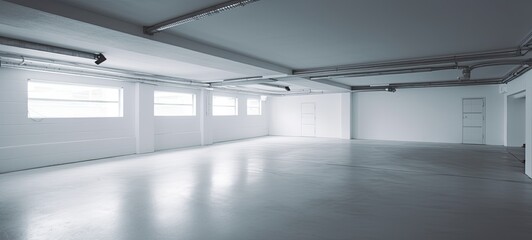 white empty minimalist garage with soft white light. ai generative