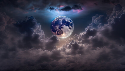 Dark mystical moon clouds