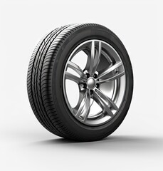 Obraz premium Car wheels isolated on white background created with Generative AI technology.